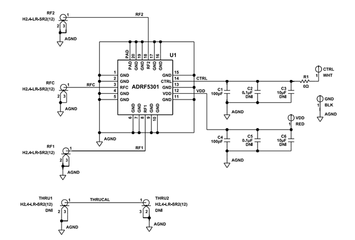 Analog Devices Inc. ADRF5301 SPDT开关评估板
